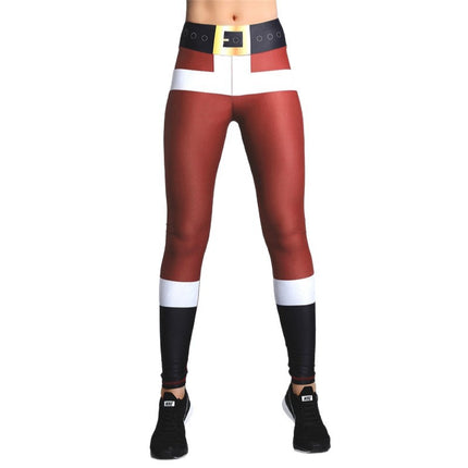Cross-Border European and American Temu Amazon Popular Women's Christmas Printed Clothing Fitness Sports Pants Yoga Pants Leggings