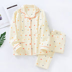 Lapel-air cotton-polka dot-yellow / M