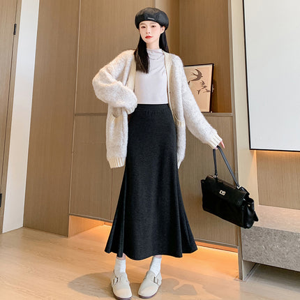 Women's Skirt Autumn/Winter 2026 New Style Gentle and Elegant High-End Feel Slim-Fit Knit A-Line Bodycon Fishtail Skirt
