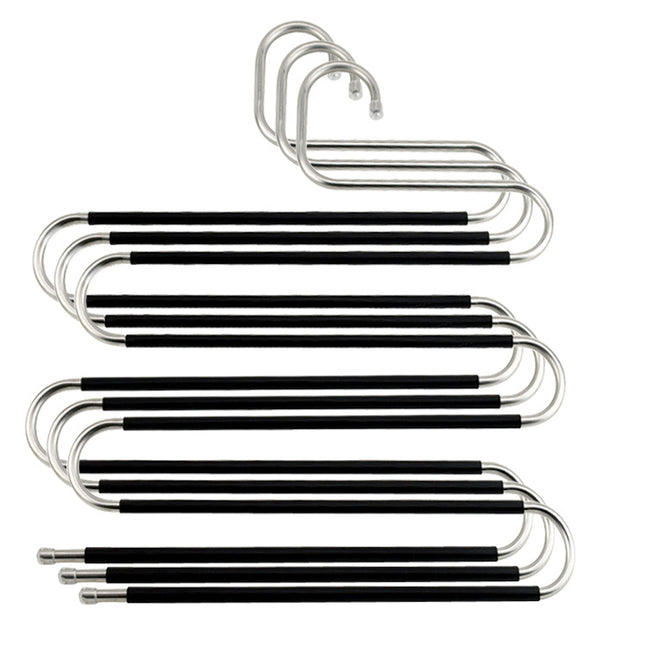 Factory wholesale stainless steel S-shaped pants rack non-slip pants hanging five-layer pants rack multi-function magic pants rack multi-layer clothes rack