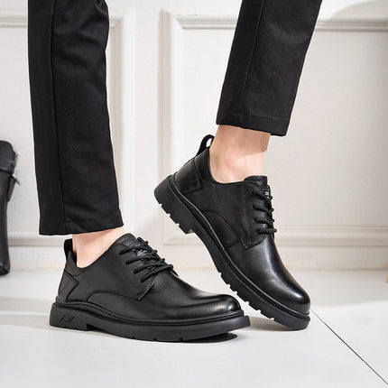 2022 new formal business men's shoes breathable first layer cowhide autumn lace-up factory direct plus velvet low-top shoes