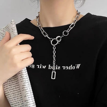 High-End Niche Metal Splicing Necklace, Hip-Hop Trend Cool Short Necklace, Sweatshirt Chain, Elegant Clavicle Chain