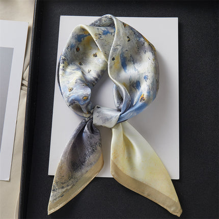 100% Mulberry Silk Silk Scarf 65x 65 Medium Square Scarf Women's Spring and Autumn Matching Shirt Neck Protection Scarf Decorative Thin