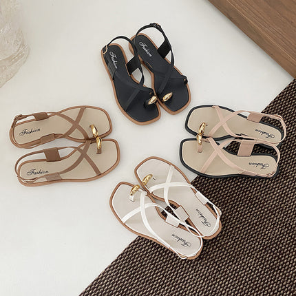 2024 New Arrival Set Toe Sandals and Slippers Women's Summer Outer Wear Cyber Celebrity Ins Flat French Style High-grade Clip-toe Women's Shoes