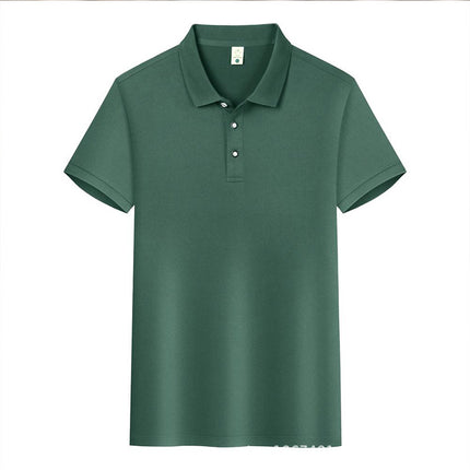 High-Quality Ice Silk Short-Sleeved Polo Shirt with Custom Printed Logo, Summer Breathable Lapel Quick-Drying Work Clothes, Work Clothes Printing