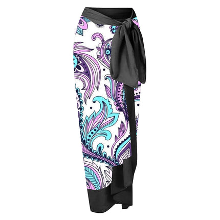 Cross-Border Bikini Beach Skirt Two-Piece Swimsuit Printed Belly-Covering Slimming Lace-Up European and American Amazon Foreign Trade Swimwear