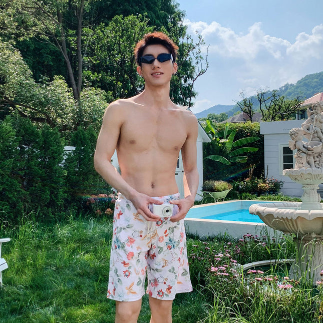 Couple's Matching Set: Women's Two-Piece Skirt-Style Swimsuit with Underwire and Gathering Effect, Conservative Summer Beach Shorts for Men, Suitable for Hot Springs and Vacation