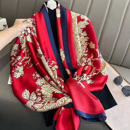 2024 New Arrival Li Brocade Satin Scarf Women's Elegant Printed Fashionable Scarf Spring Autumn Winter Scarf Scarf Shawl