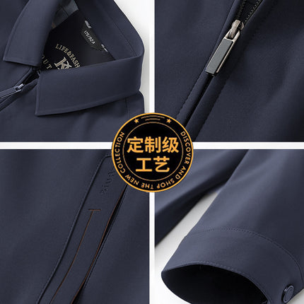 [Cross-Border Wholesale] Autumn and Winter Executive Jacket Men's New Lapel Middle-Aged and Elderly Anti-Wrinkle No-Iron Dad Jacket