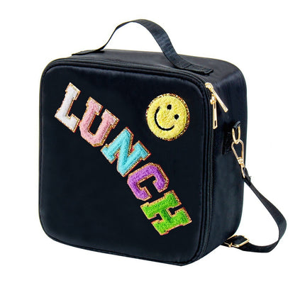 Amazon Explosions Smiley Letters Portable Lunch Bag Outdoor Portable Aluminum Film Fresh-keeping Bag Insulation Bag Cross-border Exclusive