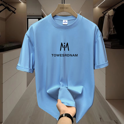 Xinjiang Heavy Short-sleeved T-shirt Men's Pure Cotton Summer New Round Neck Loose Trendy All-match Base Shirt Top