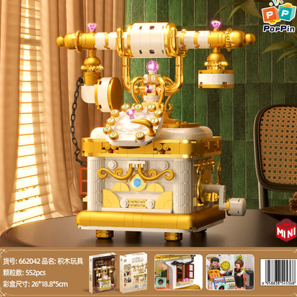 [wholesale generation] nostalgic retro telephone projector coffee machine building blocks compatible with Lego ornaments gift