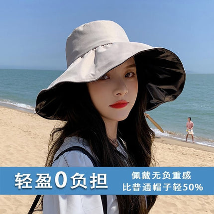 2026 New Summer Fisherman Hat for Women, Large Brim, Black Coating, Sun Protection, Uv Protection, Outdoor Hat, Foldable
