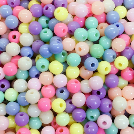 Solid color acrylic round beads handmade beaded diy accessories material Yiwu jewelry manufacturers wholesale candy color beads