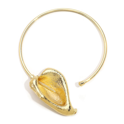 N12144 European and American Exaggerated Poplar Leaves Three-dimensional Metal Wind Collar Light Luxury Retro Niche High-end Necklace for Women