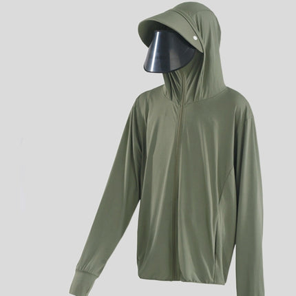 Ice Silk Breathable Thin Men's Sunscreen Clothing Fishing Sunscreen Clothing Hooded Men's Anti-UV Skin Clothing Sunshade Outdoor Men