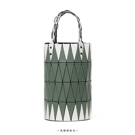 2025 New Arrival Vegetable Basket Handbag Japanese Geometric Rhomboid Bucket Bag Fashionable Simple Color Contrast Shoulder Underarm Bag