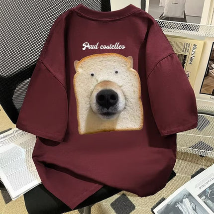 Simple Design with Cute Smiling Dog Print T-Shirt for Men, Versatile Trendy Style, Casual Loose Fit, Round Neck, Short Sleeves