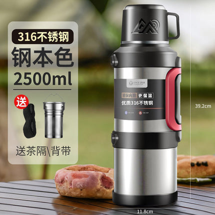 316 stainless steel outdoor thermos cup large capacity thermos pot with handle travel pot car sports double-layer water bottle