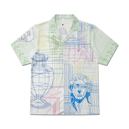 Foreign Trade Casual Hawaiian Beach Printed Short-Sleeved Shirt Cuban Collar European and American Retro Vacation Shorts Two-Piece Set