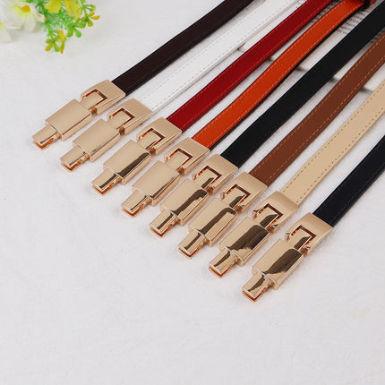 Women's Thin Black Leather Belt, Simple Versatile Waist-Cinching Decorative Belt for Dresses, Pants, and Coats, New Style