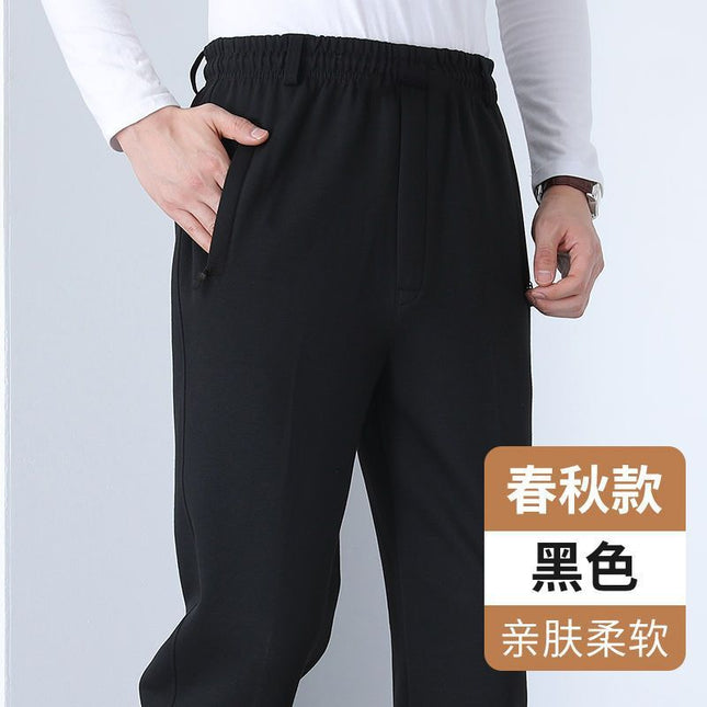 Men's Dad's Stretch Sports Pants Men's Spring and Autumn Old People's Grandpa's Elastic Waist Middle-aged Men's Comfortable Casual Pants