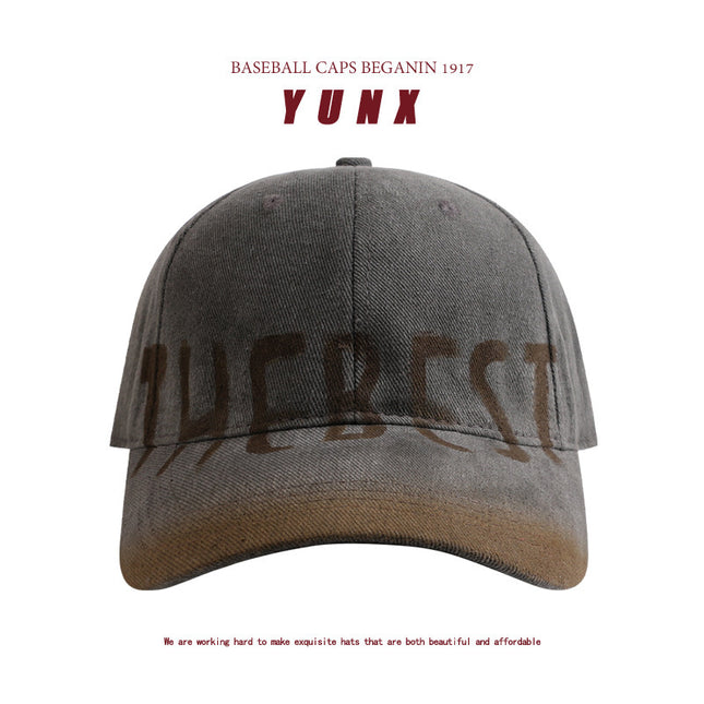 American Retro Washed Letter Large Head Circumference Baseball Cap for Women, Face-Slimming Versatile Fashion Simple Duckbill Cap for Men Casual