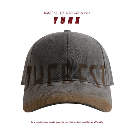 American Retro Washed Letter Large Head Circumference Baseball Cap for Women, Face-Slimming Versatile Fashion Simple Duckbill Cap for Men Casual