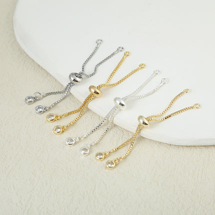 18K Color-Preserving Real Gold Silicone Copper Zipper Adjustable Extension Chain DIY Telescopic Chain Bracelet Necklace Accessories Wholesale