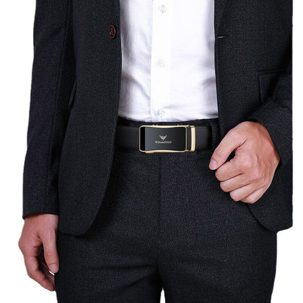 Paul Belt Men's Genuine Leather Birthday Gift Automatic Buckle High-end Red Gift Box for Husband Cowhide Belt Men