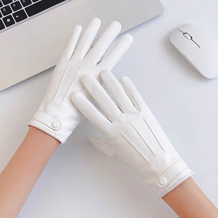 Women's autumn and winter touch screen leather gloves colorful thickened warm riding driving gloves fashion Korean style Foreign trade Wholesale