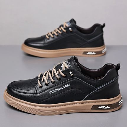 Men's Casual Leather Shoes 2025 New Style Cowhide Soft Panel Shoes Fashionable White Shoes Non-Slip Classy Men's Shoes Wholesale