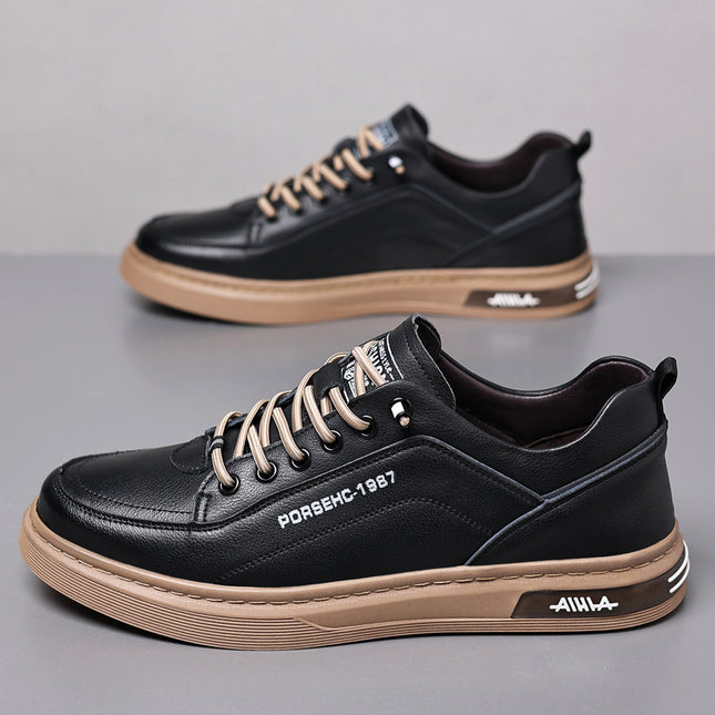 Men's Casual Leather Shoes 2025 New Style Cowhide Soft Panel Shoes Fashionable White Shoes Non-Slip Classy Men's Shoes Wholesale