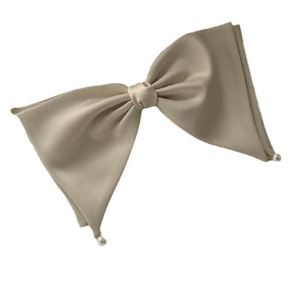 French Style Pearl Small Pendant Textured Big Hairpin Women's Bow Back Head Spring Clip Headwear Hair Accessories Side Clip Top Clip