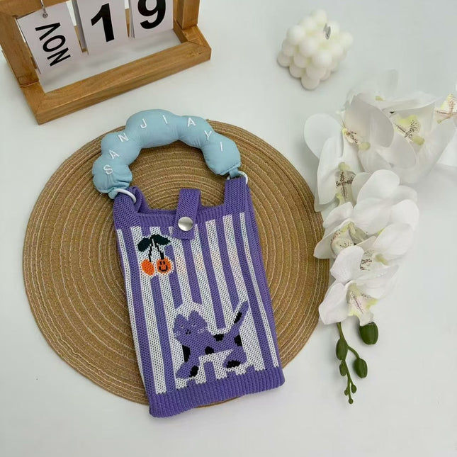 Cartoon Cute Mobile Phone Bag, Cute and Versatile Handbag, Mini Knitted Small Tote Bag, Shoulder Bag, Crossbody Handbag