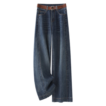 Authentic Wide-Leg Jeans for Women 2025 Summer New High-Waisted Loose Korean Style Floor-Length Straight Casual Pants Trendy