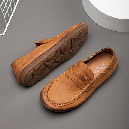 Men's Loafers, New Spring and Autumn Slip-On Shoes, Genuine Leather, Breathable, Casual Leather Shoes, Lightweight, Comfortable Driving Shoes, Lazy Shoes