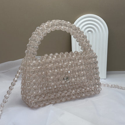 Simple High-end Retro Champagne Small Mobile Phone Bag Homemade Heavy Industry Crossbody Portable Woven Bead Bag diy Material Bag