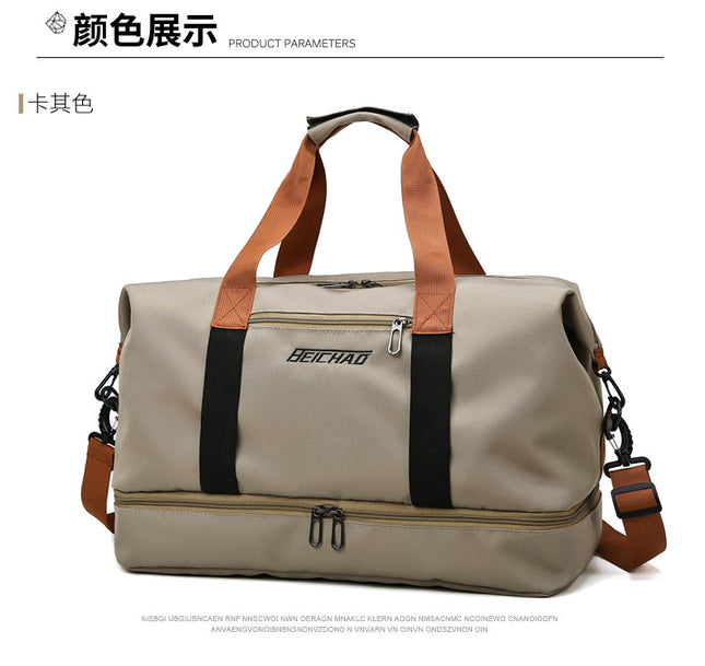 New Travel Bag Large Capacity Boarding Duffel Bag Cover Tie Rod Travel Gym Bag Cross-border Dry and Wet Separation Shoe Bin Bag