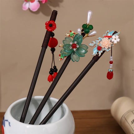 New Year Red Festive Chinese Style Hairpin Palace Style Tassel Walking Hair Hairpin Retro Hanfu Ancient Dress Cheongsam Hair Accessories Women