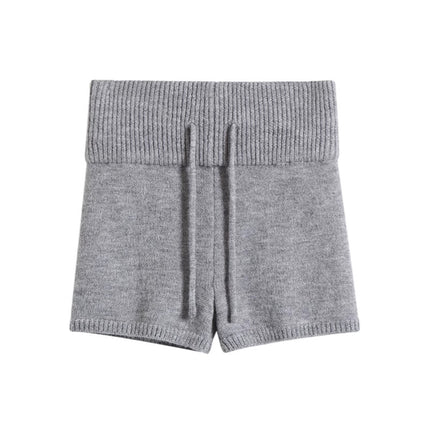 Wholesale hot girls sexy low waist slim hip knitted shorts women's elastic tight drawstring solid color knitted hot pants tide
