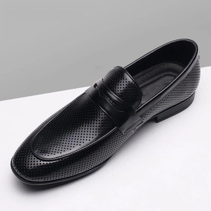 Tiktok Hot-Selling Summer Breathable Hollow Leather Shoes for Men, Fashionable Versatile Soft-Soled Loafers, Business Casual Leather Shoes