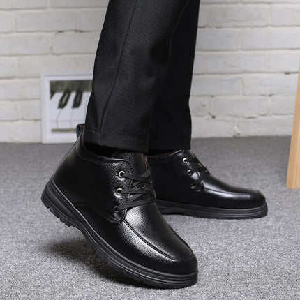 Popular men's cotton shoes genuine leather cotton boots pilot quick-heating shoes fleece-lined warm cotton leather shoes wool warm snow boots