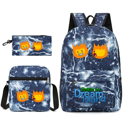 Battle for Dream Island Backpack Dream Island Schoolbag Three-Piece Canvas Backpack