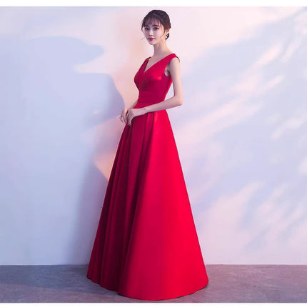 Red Bridal Toast Dress 2025 Summer Thank You Banquet Wine Evening Dress Female Wedding Slim Noble Long Style Female