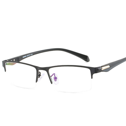 Men's Business Glasses Frame Metal Alloy Glasses Frame New Half Frame Can Be Equipped with Myopia Glasses Finished Product with Degree for Men