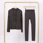 Graphite gray hooded stamped jacket nine-point pants suit / 2/S