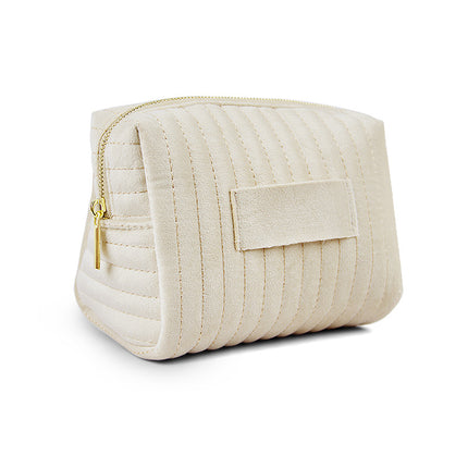Etsy Cross-Border Popular Embroidered Striped Velvet Makeup Bag, High-Quality, Soft and Skin-Friendly Cosmetic Storage Bag