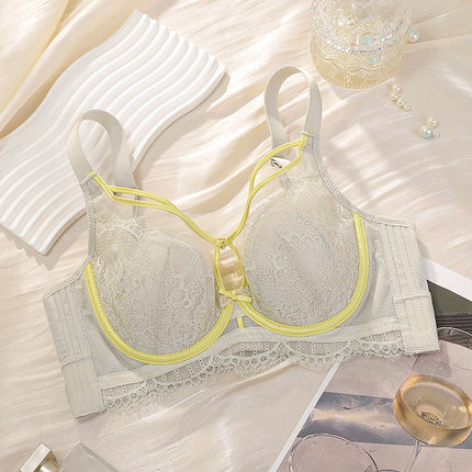 Underwear Women's Big Chest Slimming Adjustable Gather-up Summer Thin Soft Steel Ring Anti-sagging Rabbit Cup Bra