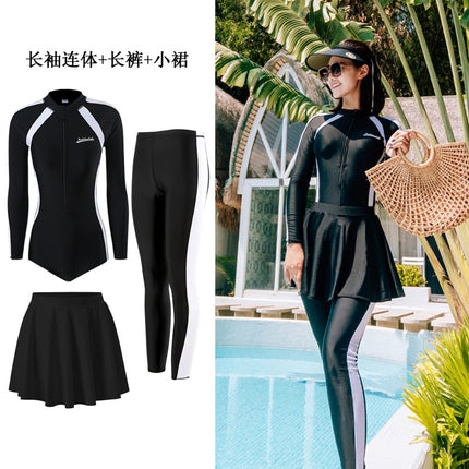 Visual Slim Long-Sleeved Sunscreen Swimsuit Women's Professional Sports Surfer Clothing Holiday Hot Spring Beach Swimsuit